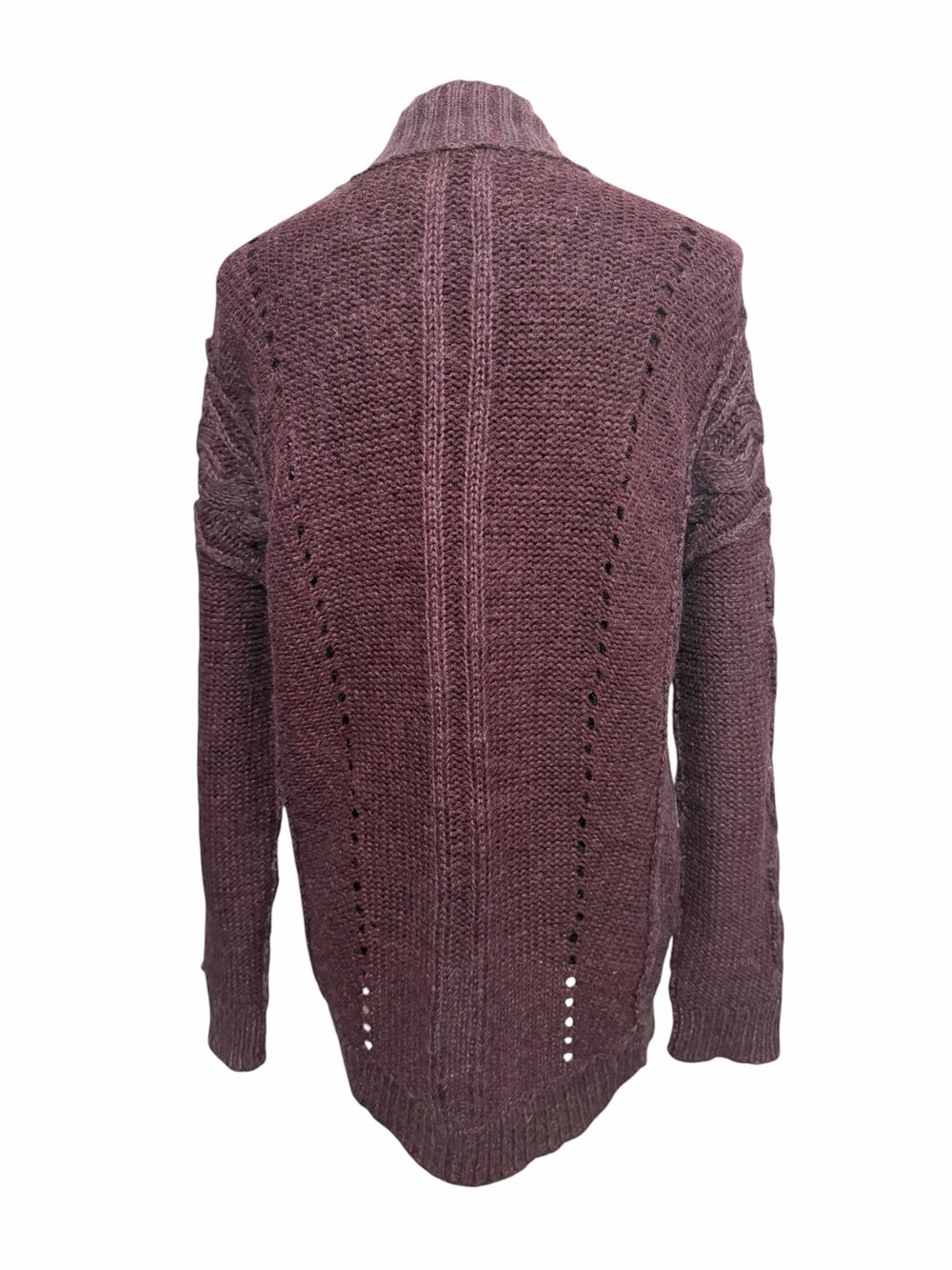 All Saints Spitalfields Cable Knit Cardigan Sweater Plum - Picture 2 of 9